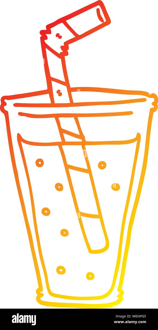 Warme abstufungslinie Zeichnung einer Cartoon kohlensäurehaltige Getränke Stock Vektor