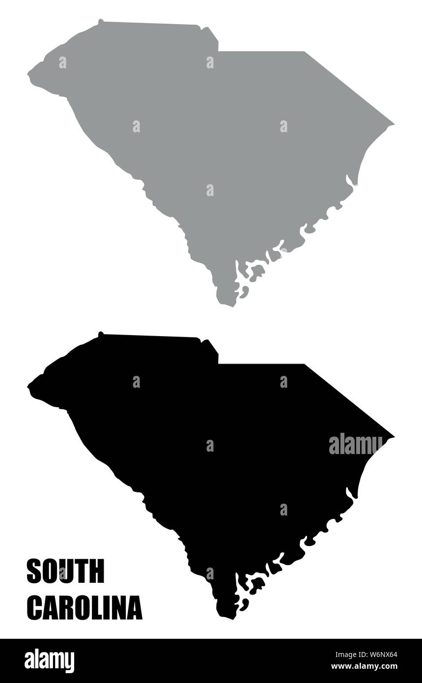 South Carolina State silhouette Karten auf weißem Hintergrund Stock Vektor