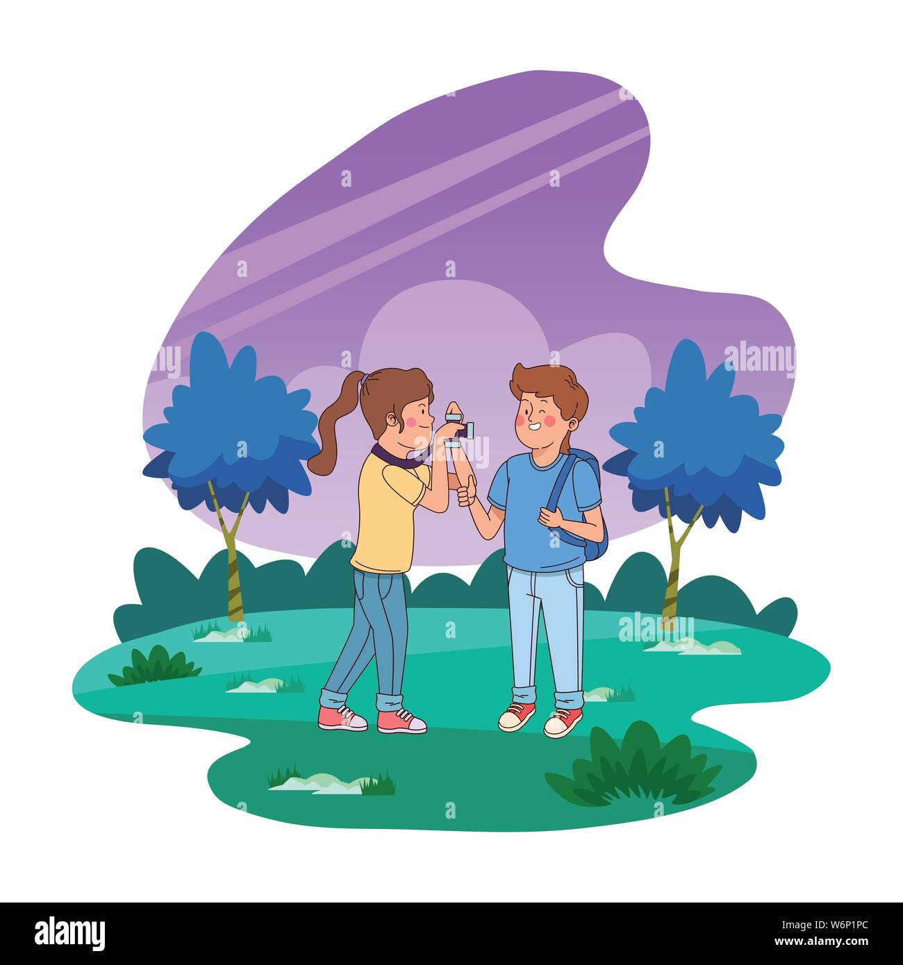 Jugendliche Freunde lächelnd und Spaß haben Stock Vektor