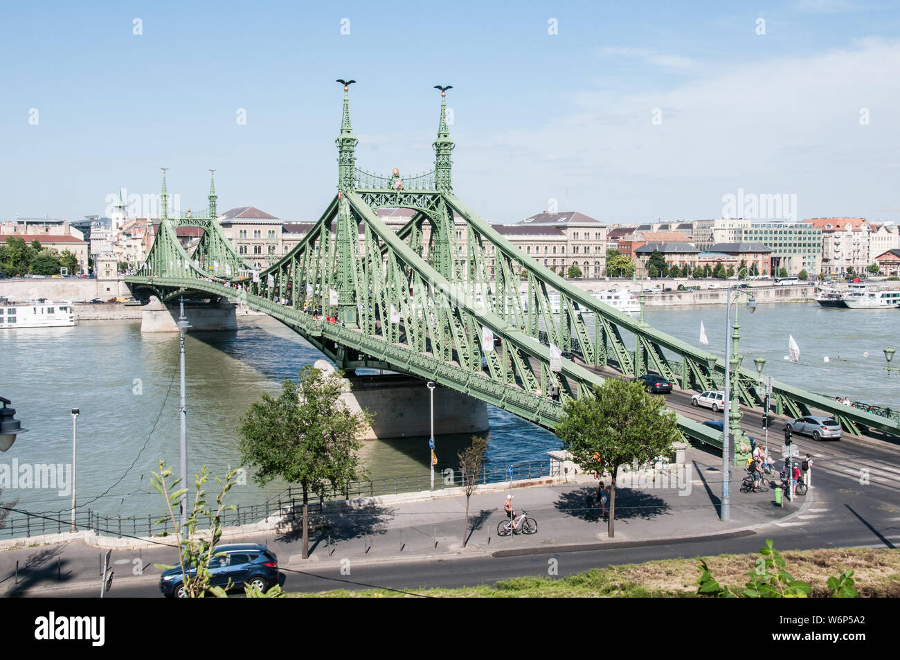 Um Budapest - Liberty Bridge Stockfoto