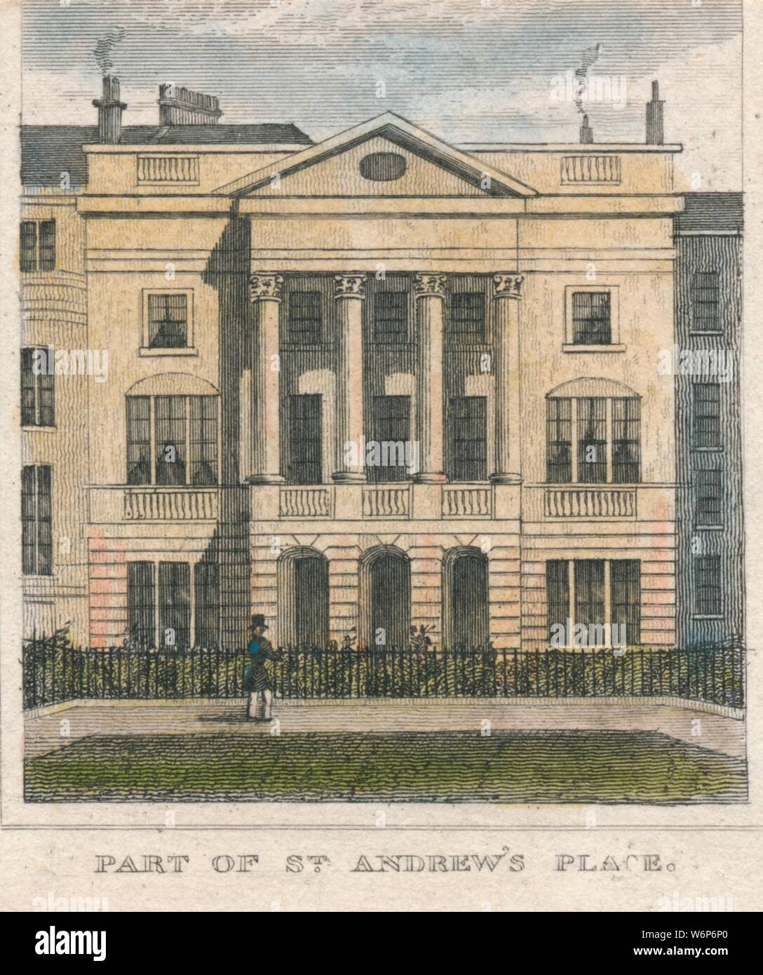 "Teil von St. Andrew's Place", 19. Anzeigen von William Harvey House, Royal College der Ärzte, St Andrew's Place, Regent's Park, London. Das Gebäude wurde im Jahre 1826 von dem Architekten John Nash gebaut. Stockfoto