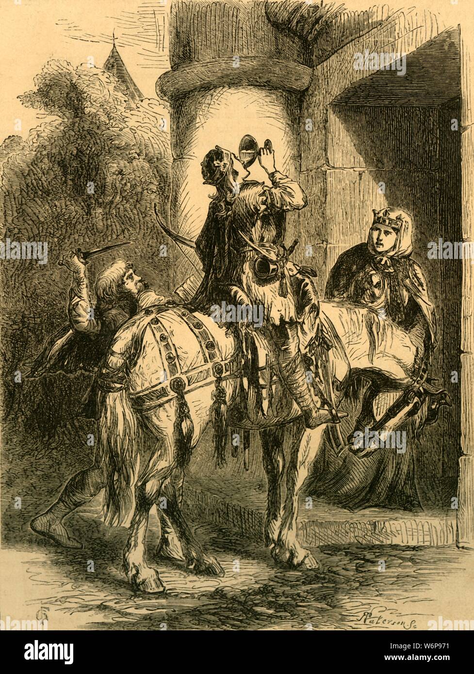 "Ermordung von Edward der Märtyrer', c 1890. Edward der Märtyrer (c 962-18 März 978) war König von England ab 975 bis zu seiner Ermordung in Corfe Castle in, in denen 978 &#xc6; lfthryth verwickelt war. Von "Cassell illustrierte Geschichte von England". Stockfoto
