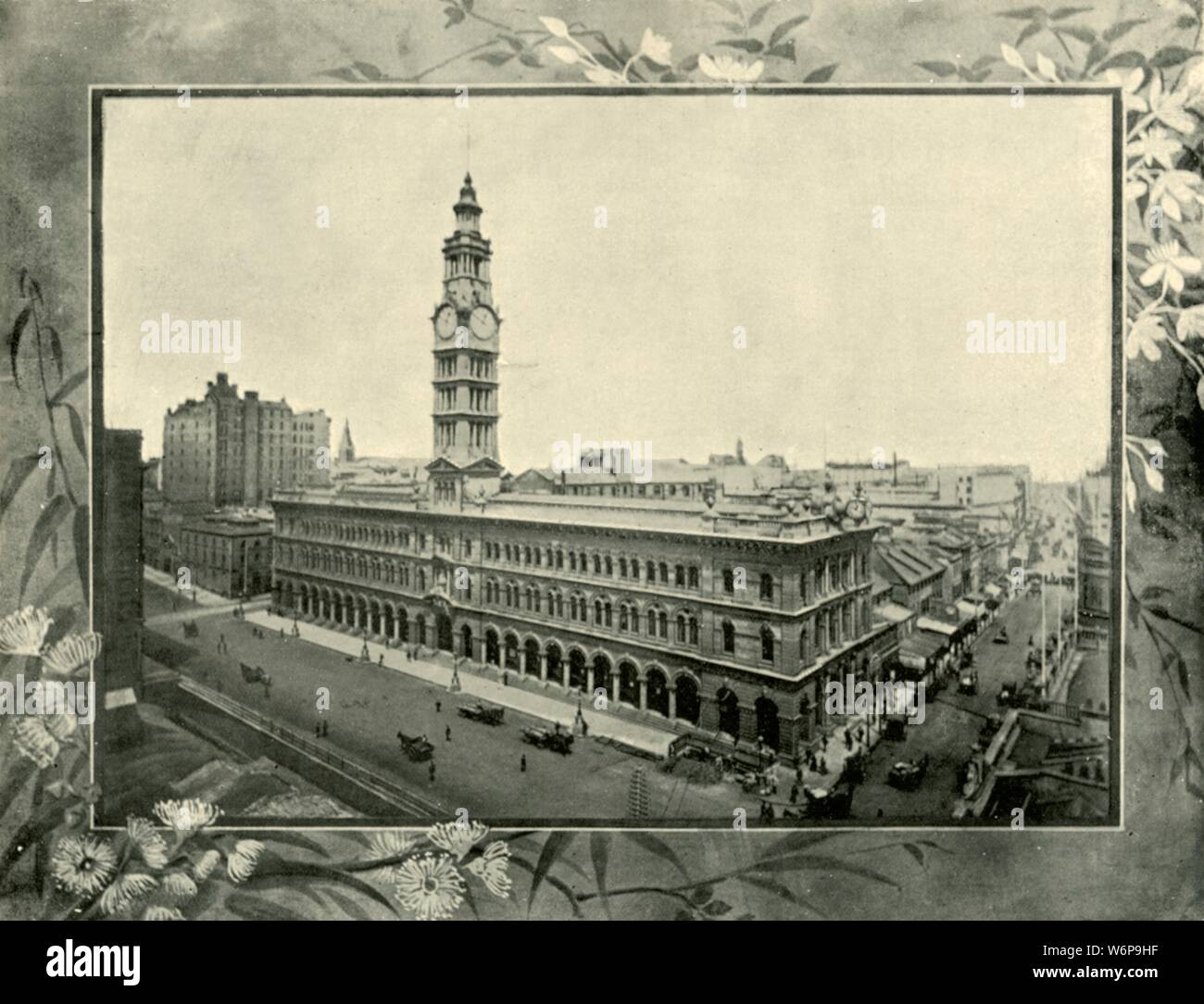 "General Post Office, Sydney, 1901. Landmark Building in Martin Place, Sydney, New South Wales, aus dem Jahr 1866 gebaut, unter der Leitung von Architekt James Barnett im viktorianischen Stil der Renaissance gestaltet. Von "Federated Australien". [Die Werner Company, London, 1901] Stockfoto