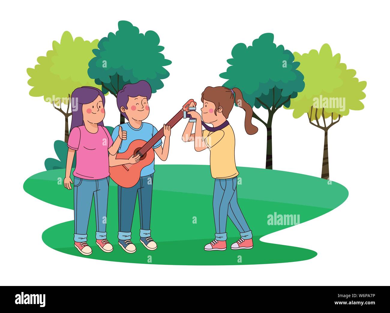 Jugendliche Freunde lächelnd und Spaß haben Stock Vektor