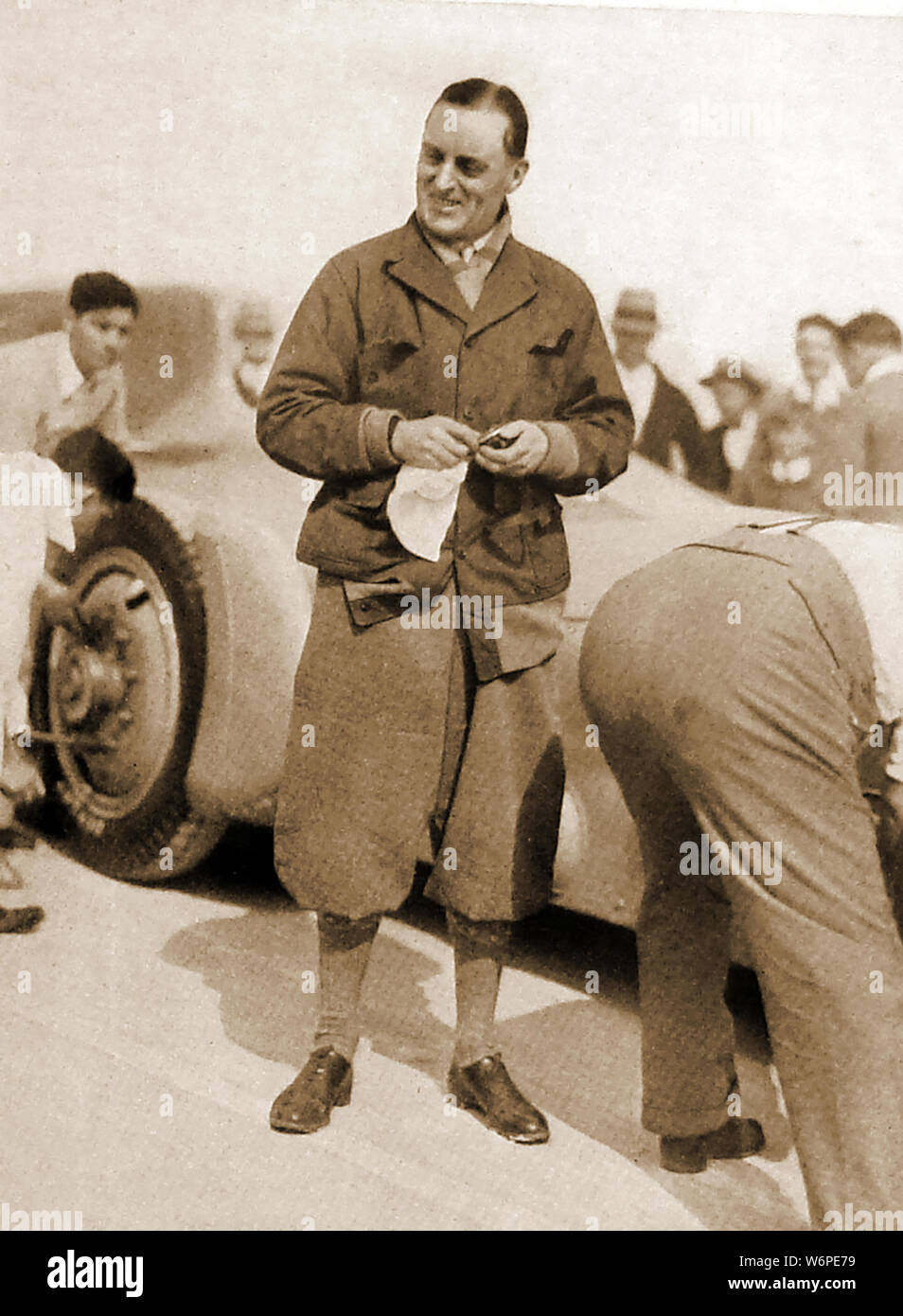 1932 Sir Malcolm Campbell & 'Bluebird' in Daytona Beach USA Stockfoto