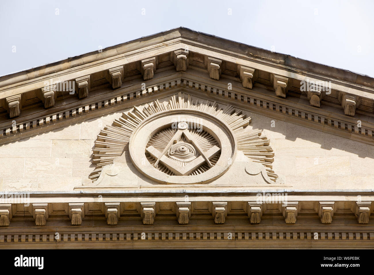 Freimaurer Symbol auf Gebäude Stockfoto