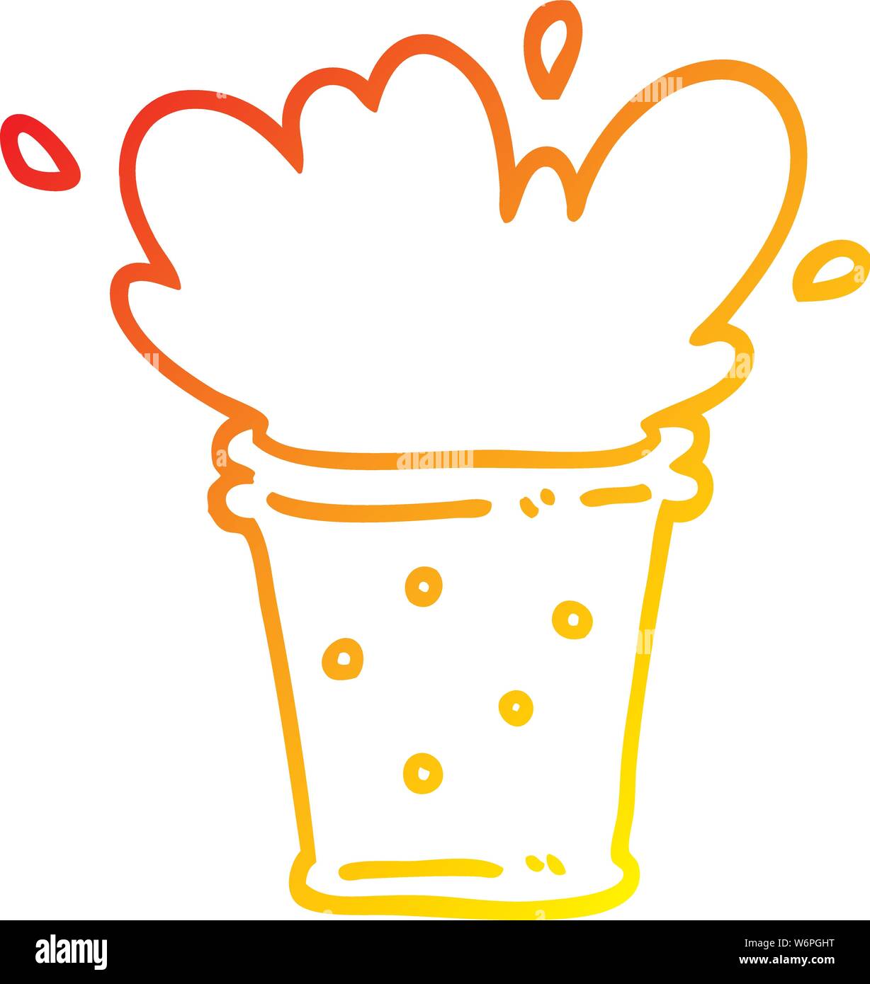 Warme abstufungslinie Zeichnung einer Cartoon kohlensäurehaltige Getränke Stock Vektor