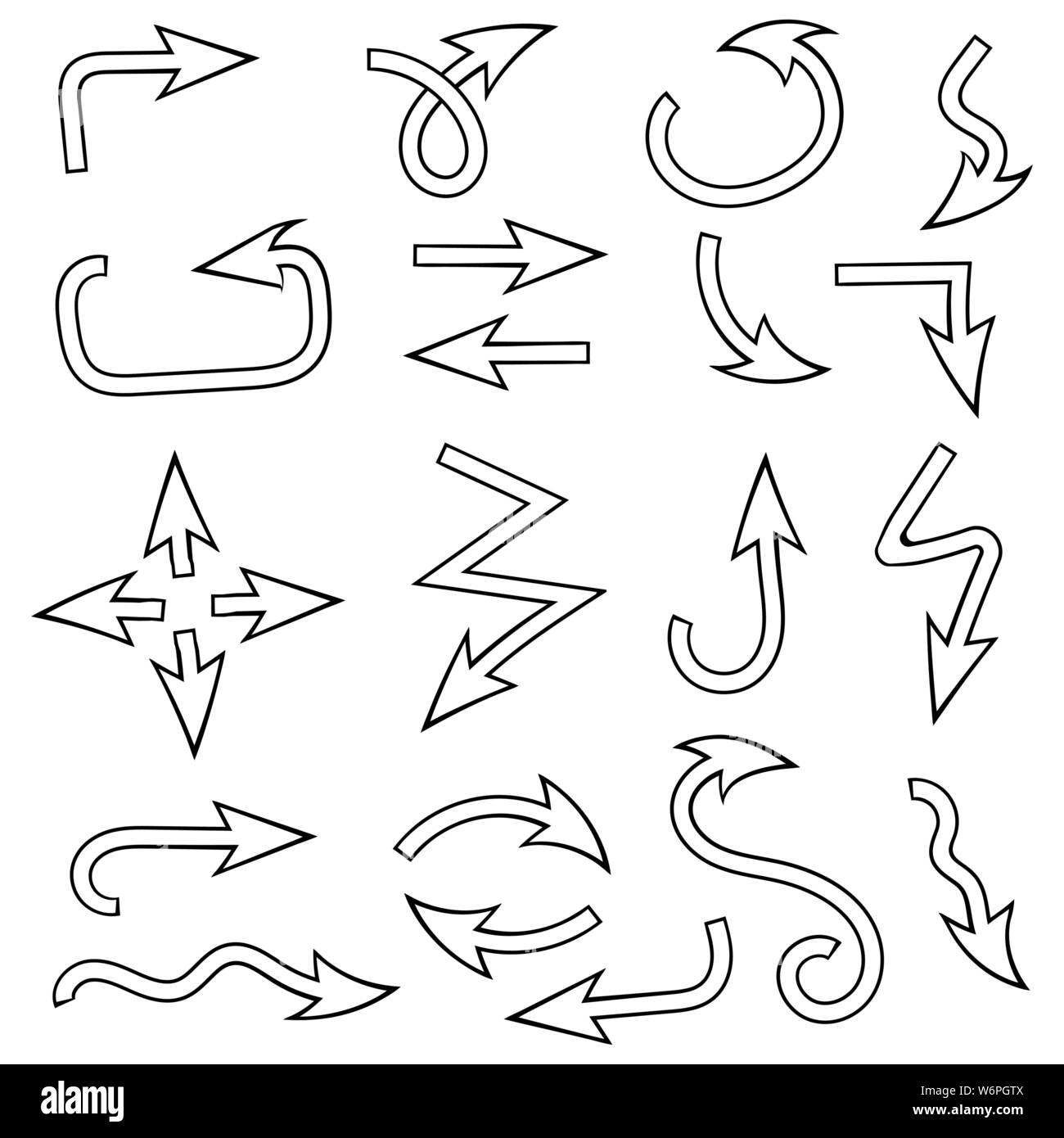 Pfeile. Flache schwarze Symbole Sammlung Stock Vektor