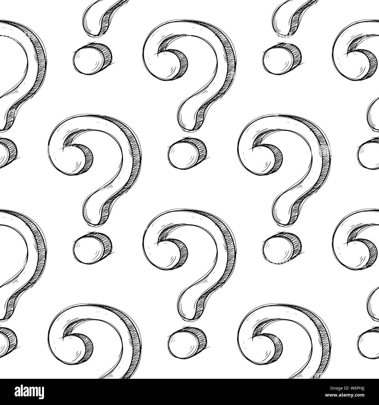 Fragezeichen in nahtlose Muster. Hand doodle erstellt Stock Vektor