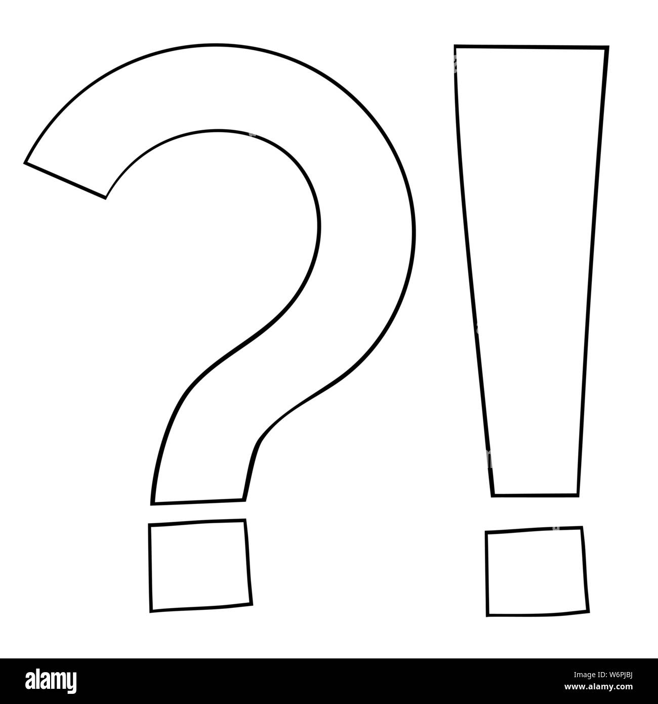 Frage und Exlamation markiert. Übersicht Symbol Stock Vektor