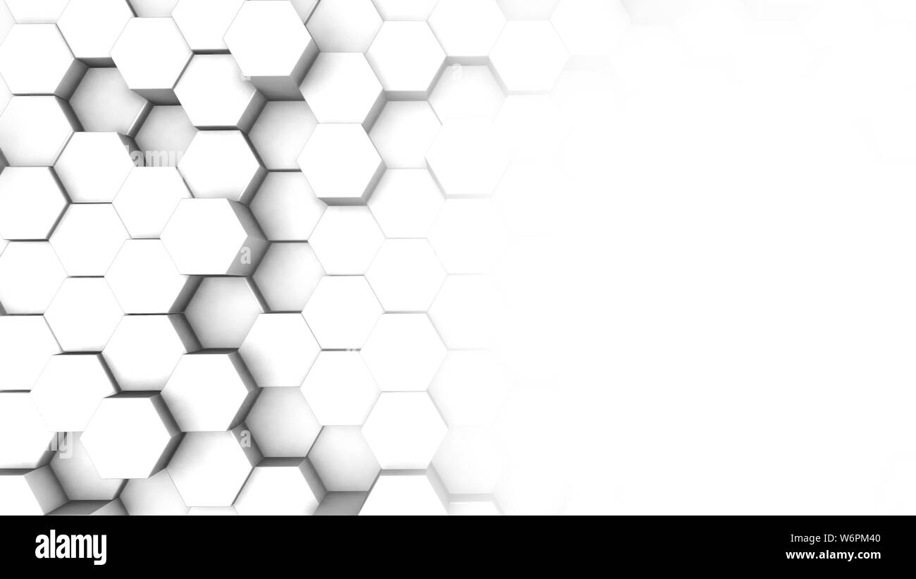 Weißes und silbernes Sechseck 3D abstrakte Animation. Nahtlose Schleife. Bereit gemacht Gaming Hintergrund Stockfoto