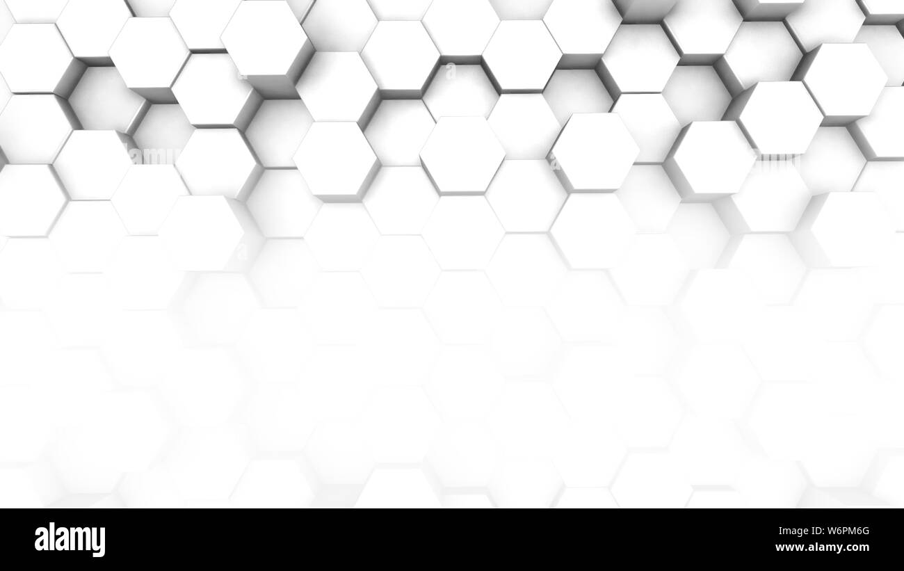Weißes und silbernes Sechseck 3D abstrakte Animation. Nahtlose Schleife. Bereit gemacht Gaming Hintergrund Stockfoto
