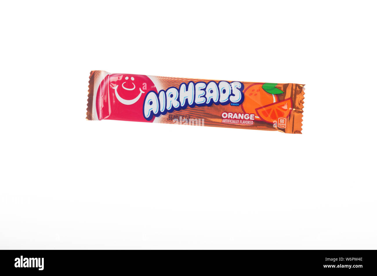 Airheads mit Orangengeschmack taffy wie Süßigkeiten von Perfetti Van Melle. Stockfoto