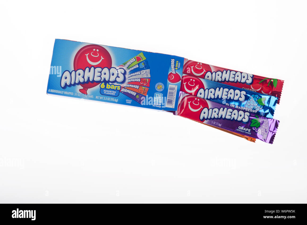 Airheads taffy wie Candy Box mit verschiedenen Aromen von Perfetti Van Melle. Stockfoto