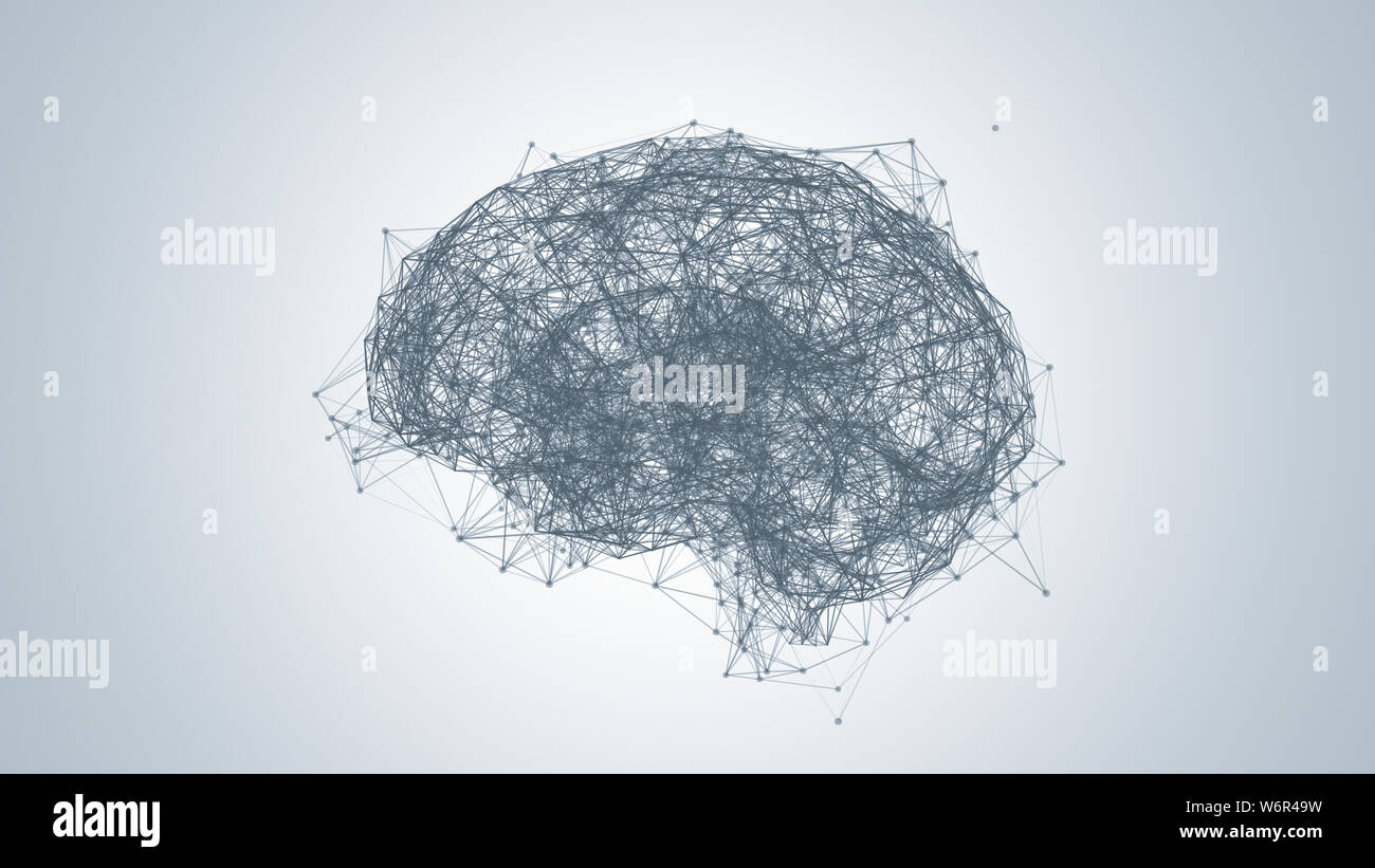 Daten und Netzwerk Anschluss des menschlichen Gehirns - Künstliche Intelligenz. 3d-abstrakten Abbildung Stockfoto