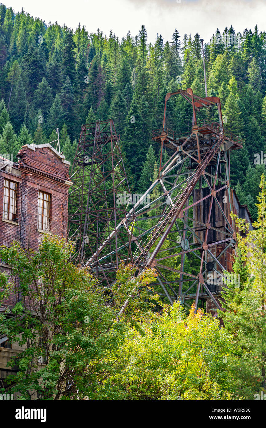 Idaho, Burke, verlassenen Mine ähnliche Strukturen Stockfoto