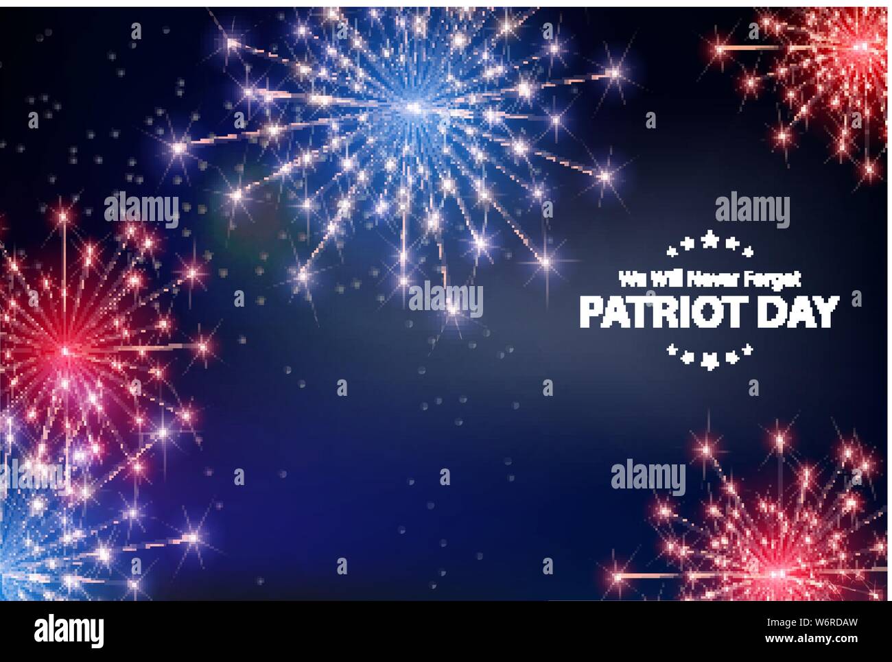 Patriot Tag Hintergrund. September 11 Poster. Wir werden es nie vergessen. Vector Illustration Stock Vektor