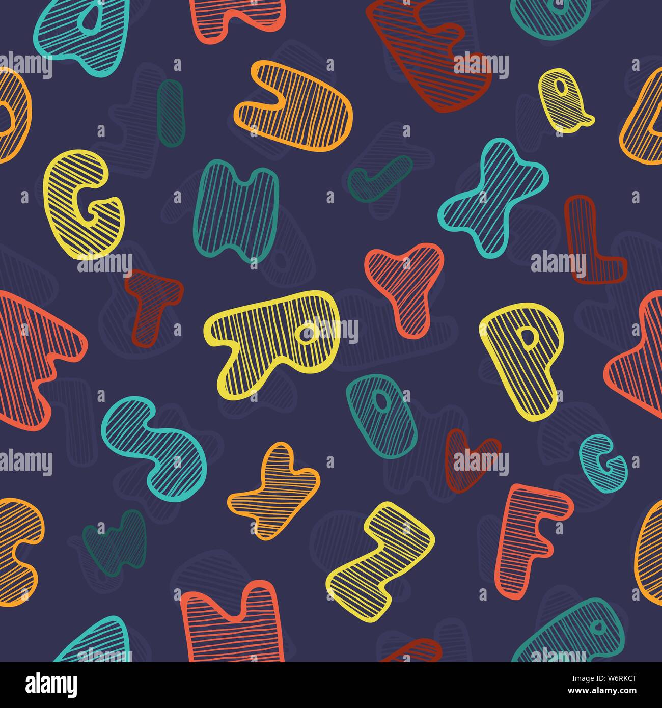 Nahtlose Hintergrund mit handgezeichneten Alphabet. Vorlage für die Gestaltung und Dekoration Stock Vektor