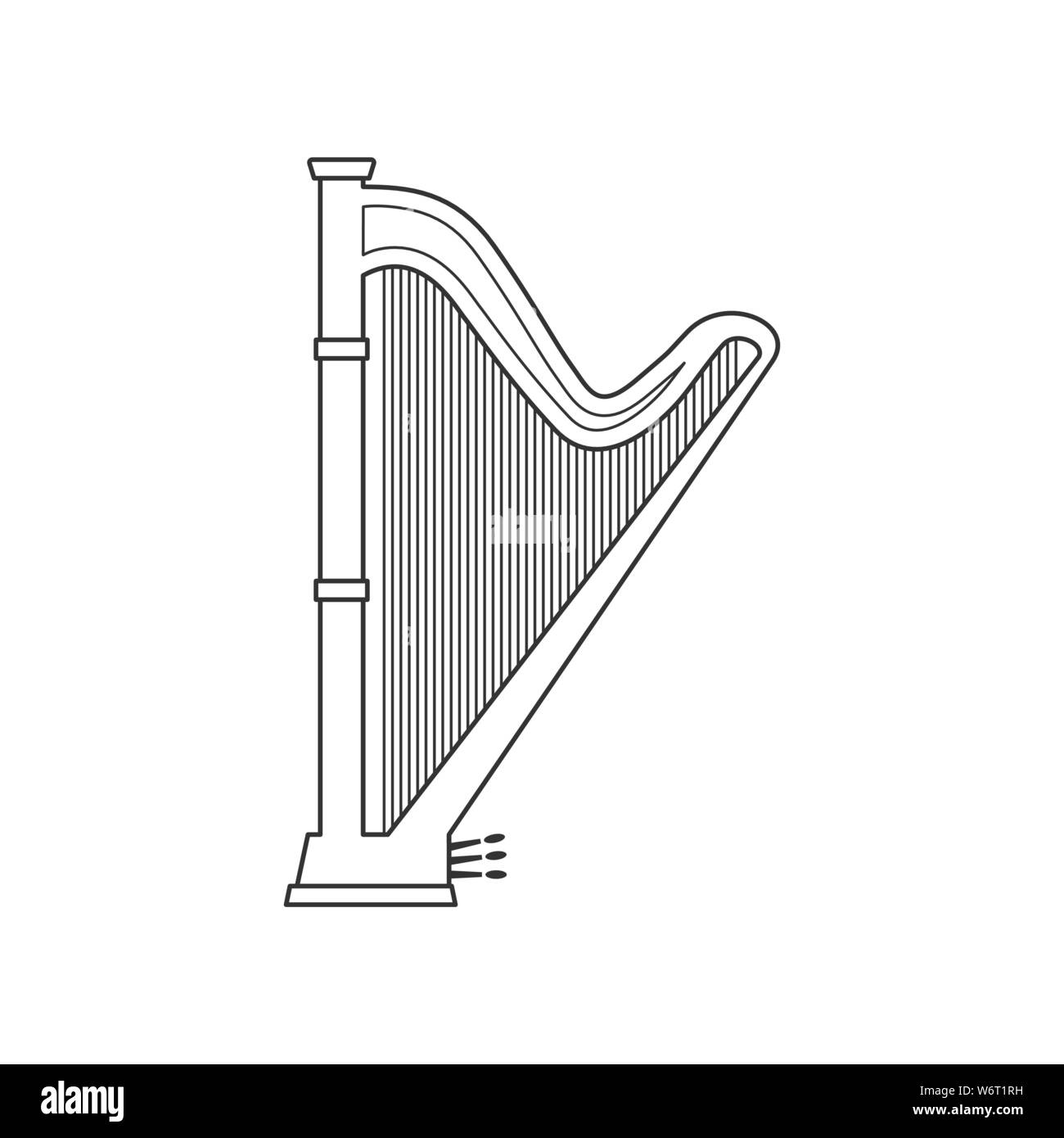 Harfe Schwarz und Weiß. Isolierte Vektor String krank. Stock Vektor