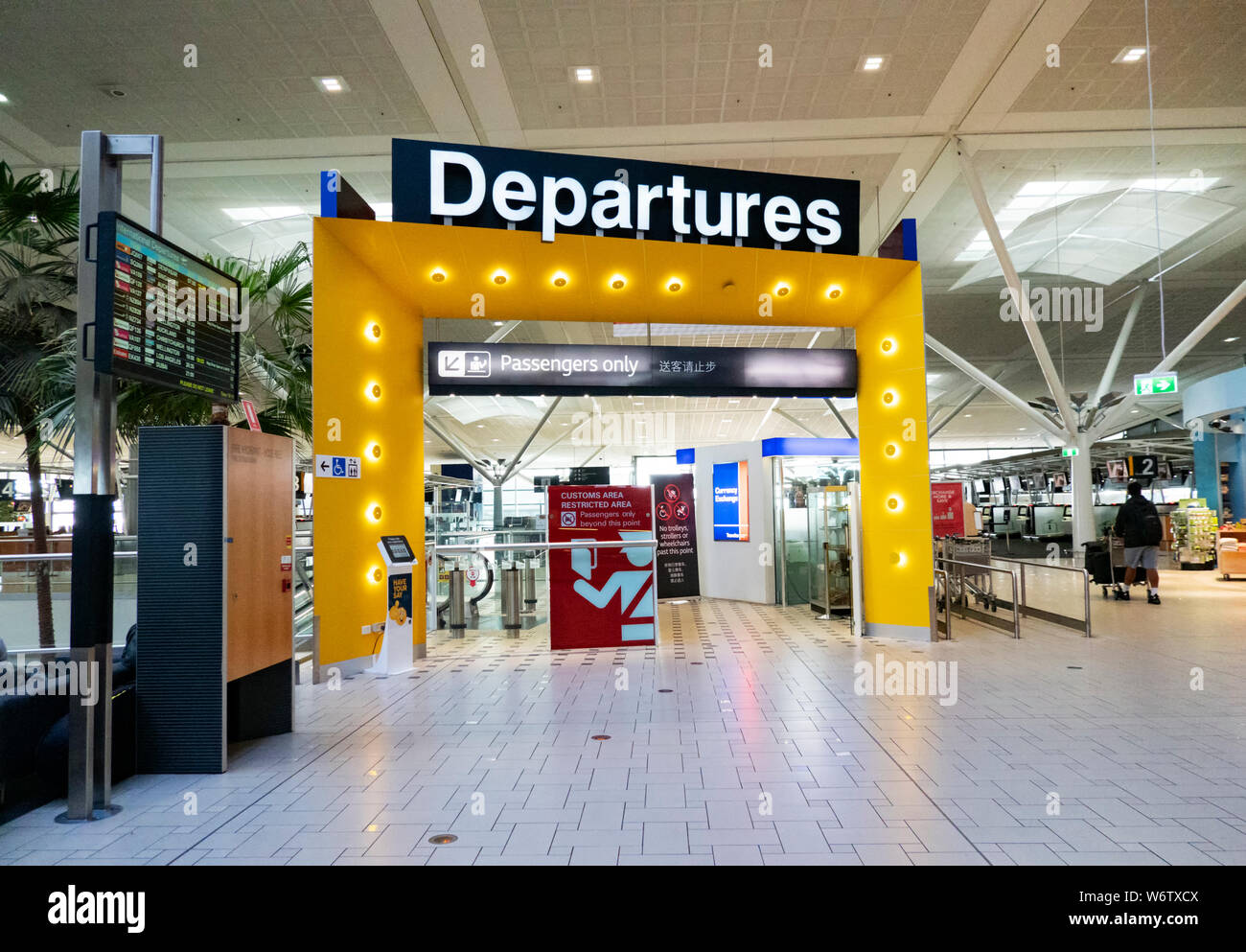 Abflug Gate am Flughafen Brisbane, internationalen Terminal, Queensland, Queensland, Australien Stockfoto