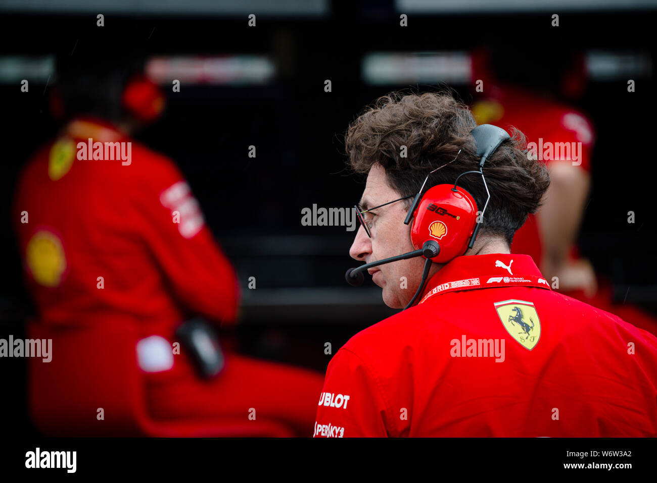 Scuderia Ferrari Team chief Mattia Binotto während des zweiten Training der Ungarischen F1 Grand Prix. Stockfoto