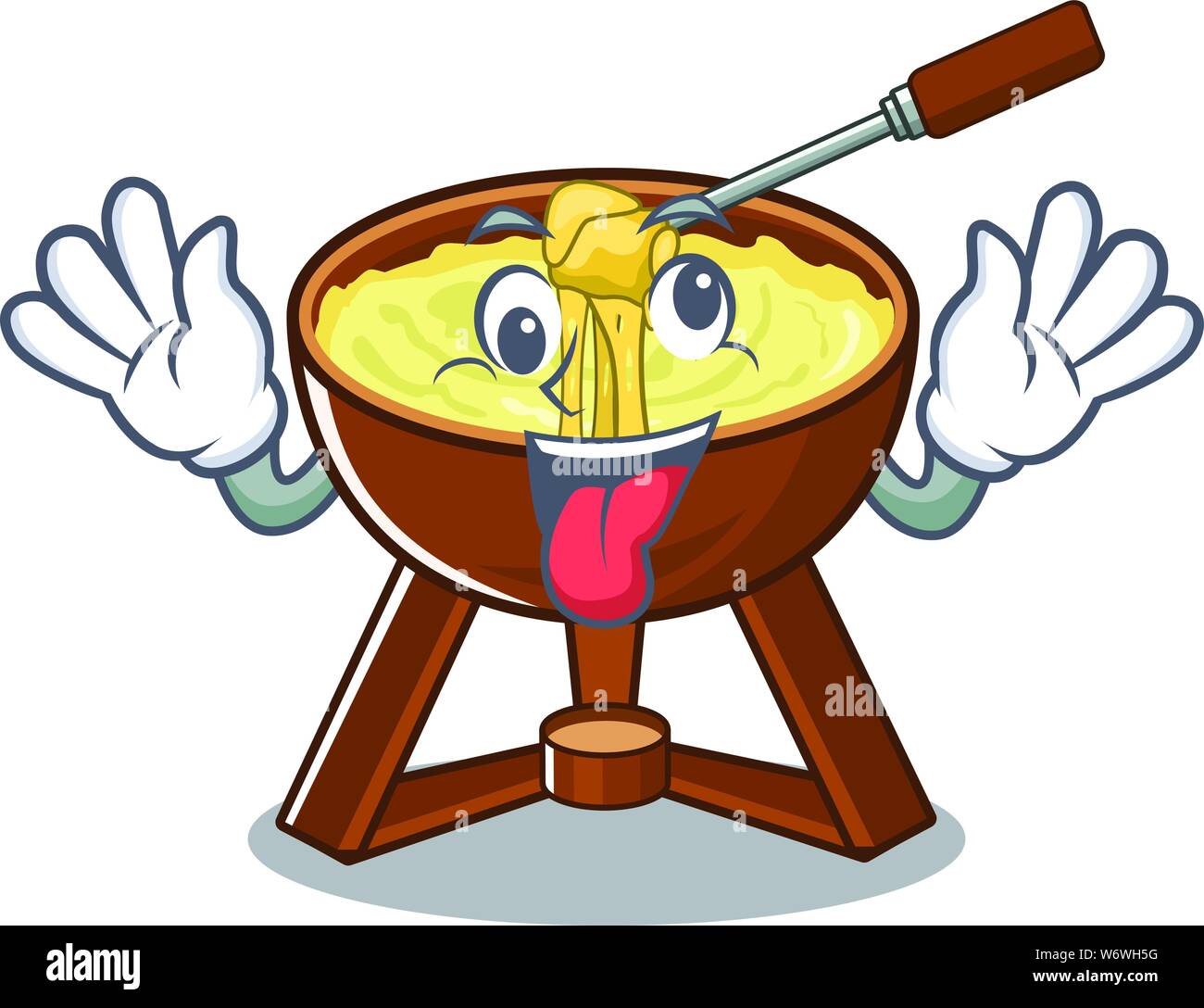 Crazy fondue Käse in einer Cartoon Platte Stock Vektor