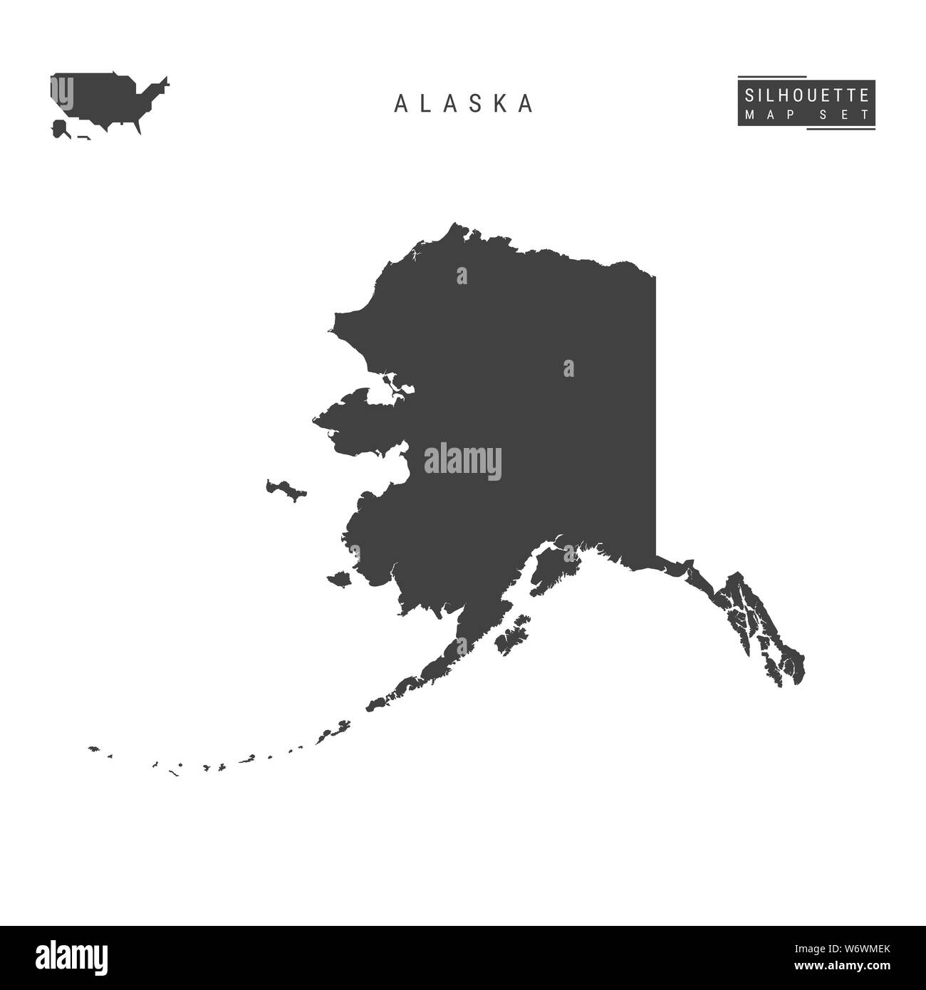Alaska USLeere Karte isoliert auf weißem Hintergrund. HighDetailed