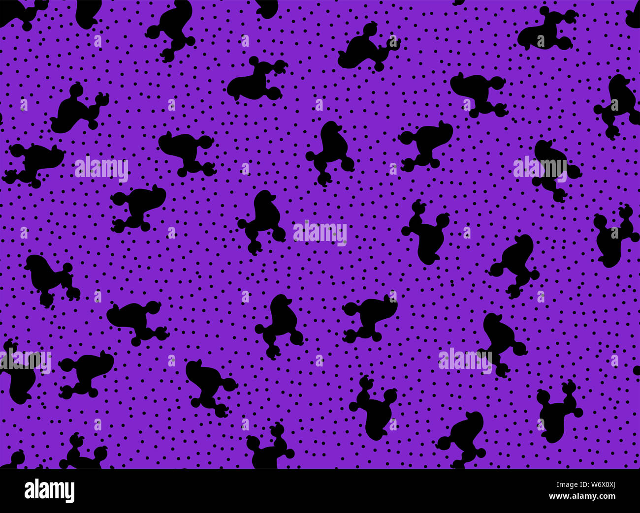 Hund süße Muster schwarz und violett Grafik lustige Muster Stockfoto