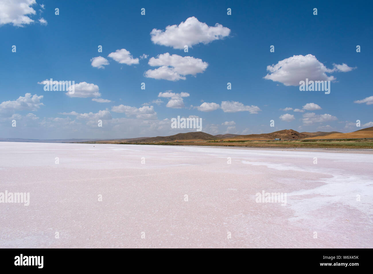 Die Türkei, Zentralanatolien: Luftaufnahme der Salz Weite der See Tuz, Tuz Golu, Salt Lake City, einem der größten Seen der Welt hypersaline Stockfoto