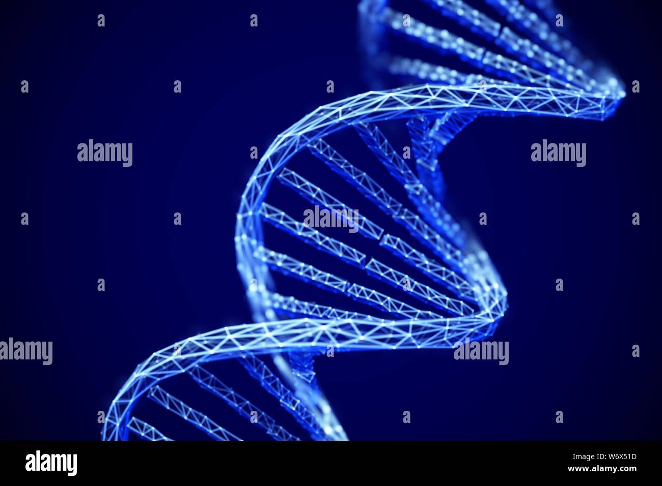 Konzept der zukünftigen Gentechnologie: 3D-digitales DNA-Doppelhelix-Molekül. Stock Vektor