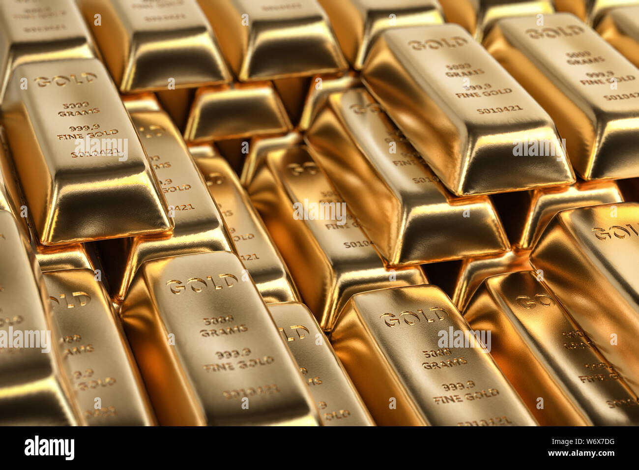 Glänzendes Gold Bars - 3D-Rendering Stockfoto