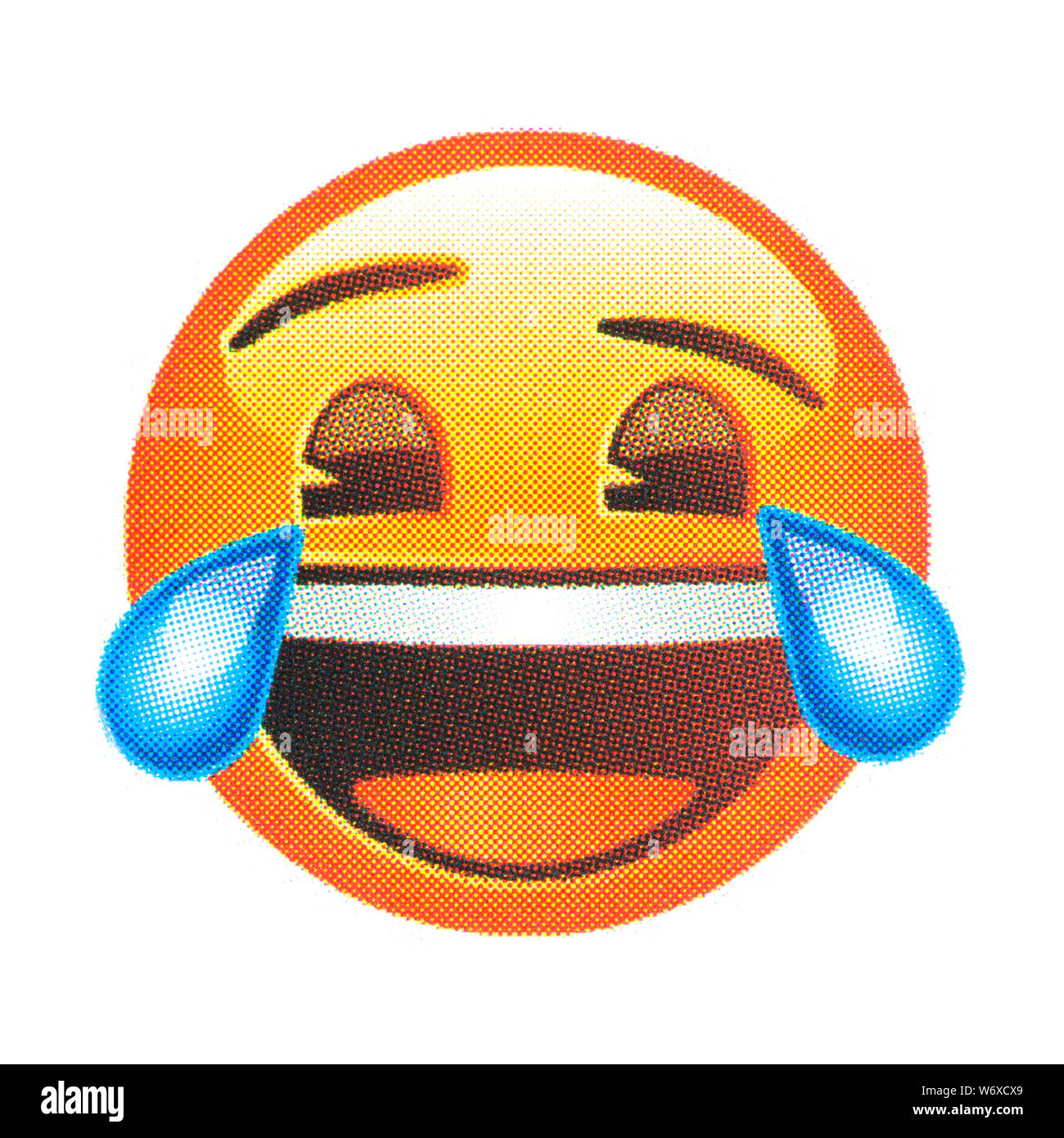 Gesicht mit Tränen der Freude Emoticon Stockfoto