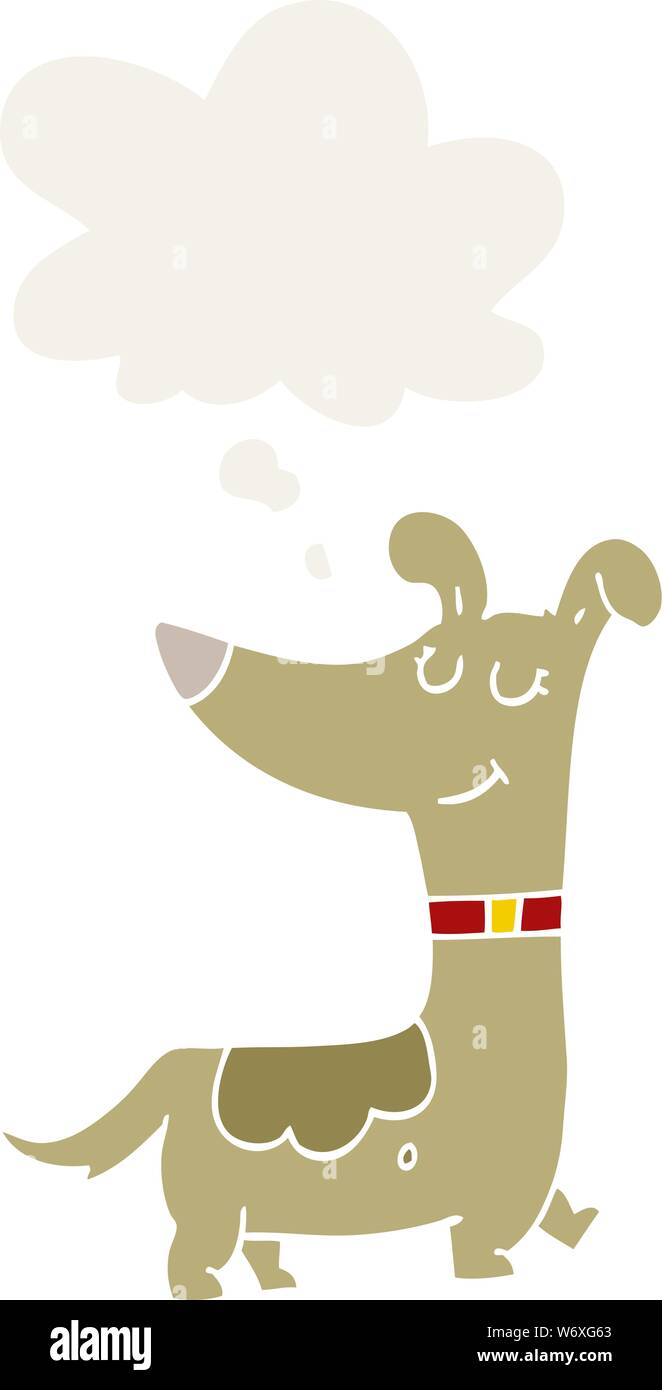 Cartoon Hund mit dachte Blase im Retro Stil Stock Vektor