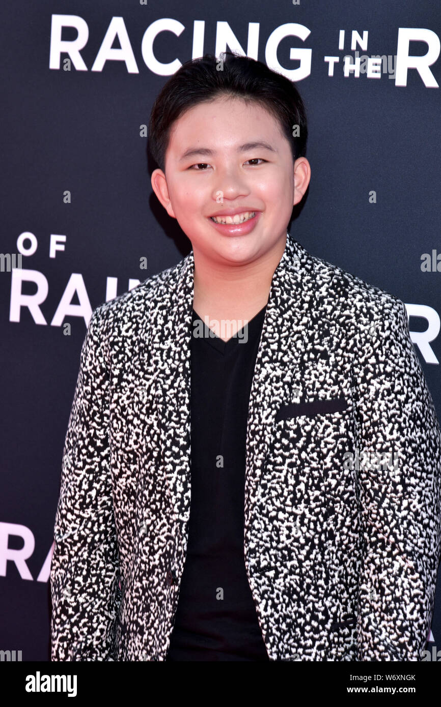 HOLLYWOOD, CA - AUGUST 01: Albert Tsai kommt für die Premiere von Twentieth Century Fox's "The Art Of Racing In The Rain" am El Capitan Theatre auf Au gehalten Stockfoto