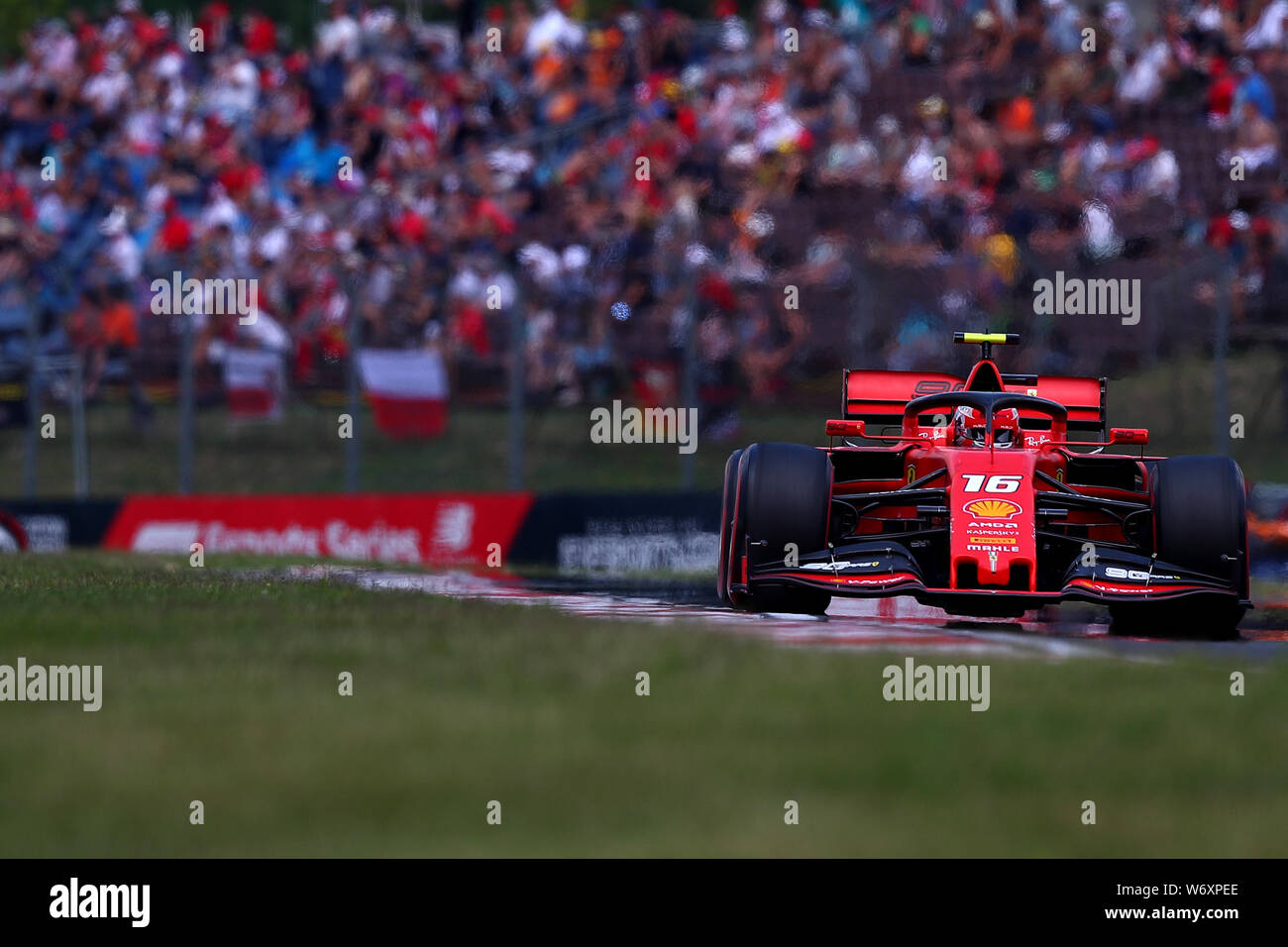 Budapest, Ungarn. 3. August 2019. #16 Charles Leclerc, Scuderia Ferrari. GP von Ungarn, Budapest 2-4 August 2019. Budapest 03/08/2019 GP von Ungarn Formel 1 Meisterschaft 2019 Rennen Foto Federico Basile/Insidefoto Credit: insidefoto Srl/Alamy leben Nachrichten Stockfoto