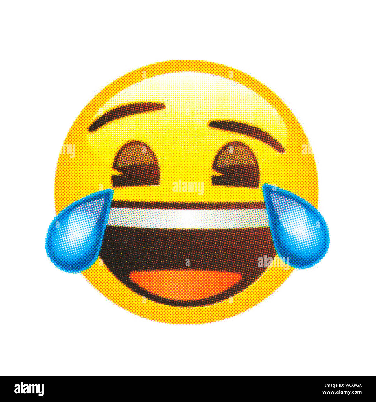Gesicht mit Tränen der Freude Emoticon Stockfoto