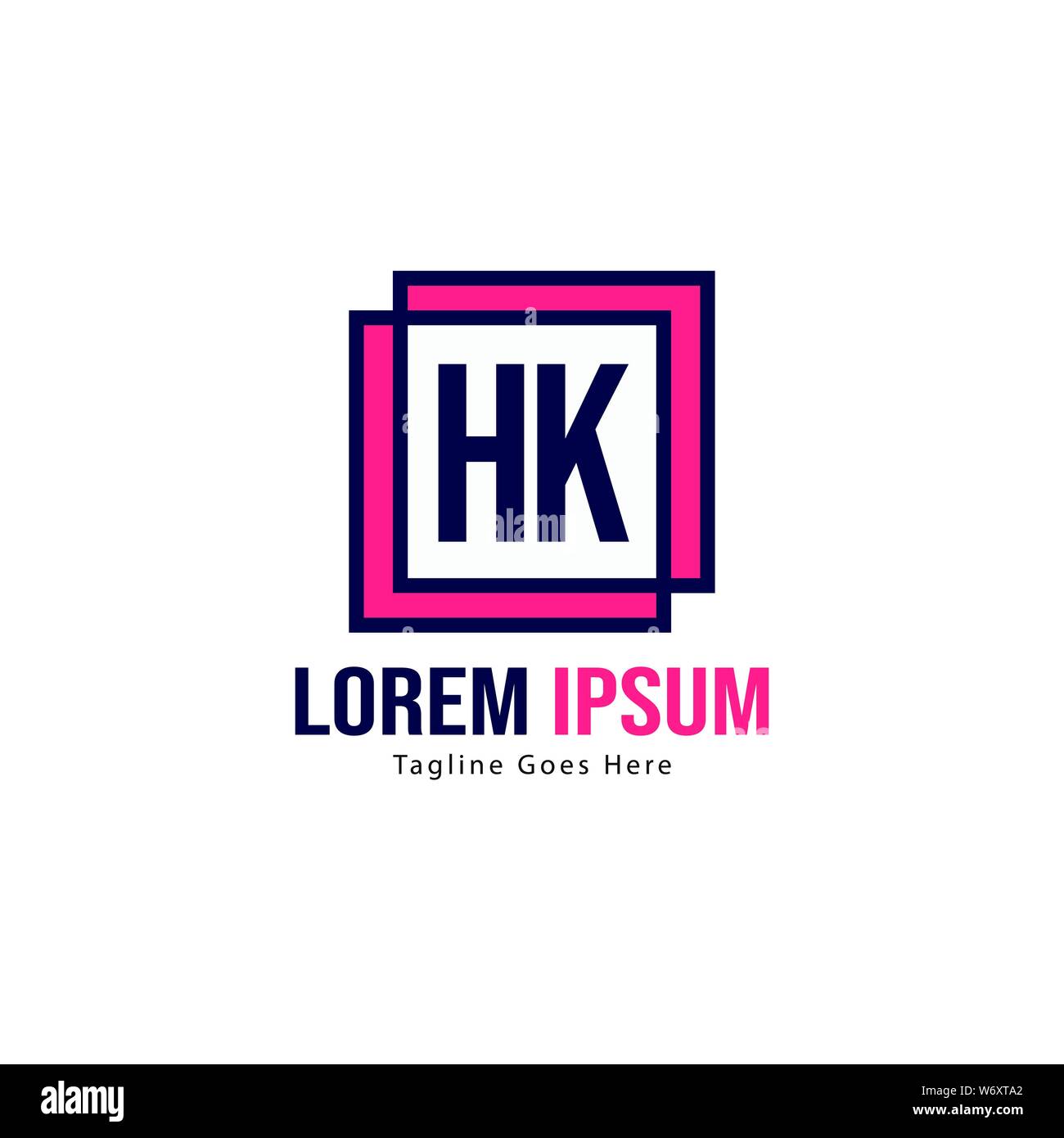 Erste HK logo Vorlage mit modernen Rahmen. Minimalistische HK schreiben logo Vector Illustration Design Stock Vektor