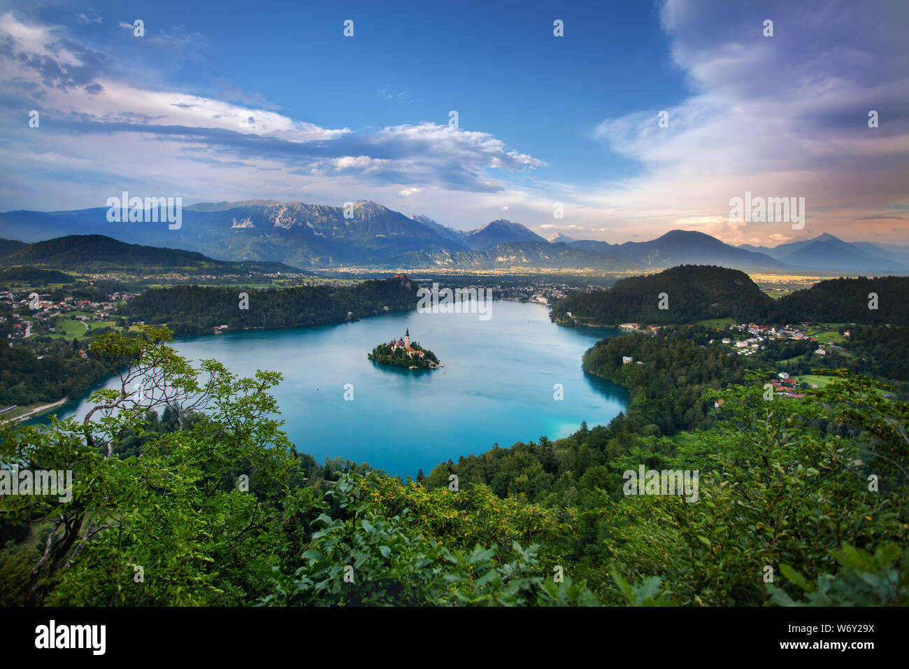Bleder See Luftbild, Bled, Slowenien Europa. Stockfoto