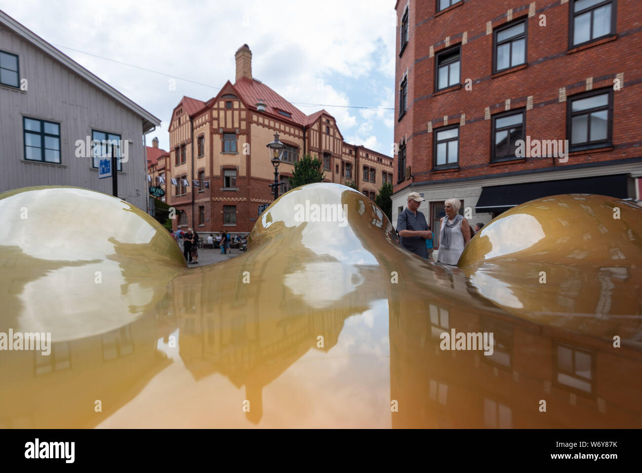 Göteborg, Schweden - 19 Juli, 2019: Blick auf ein Kunstwerk im Haga Viertel von Göteborg, Schweden. Stockfoto