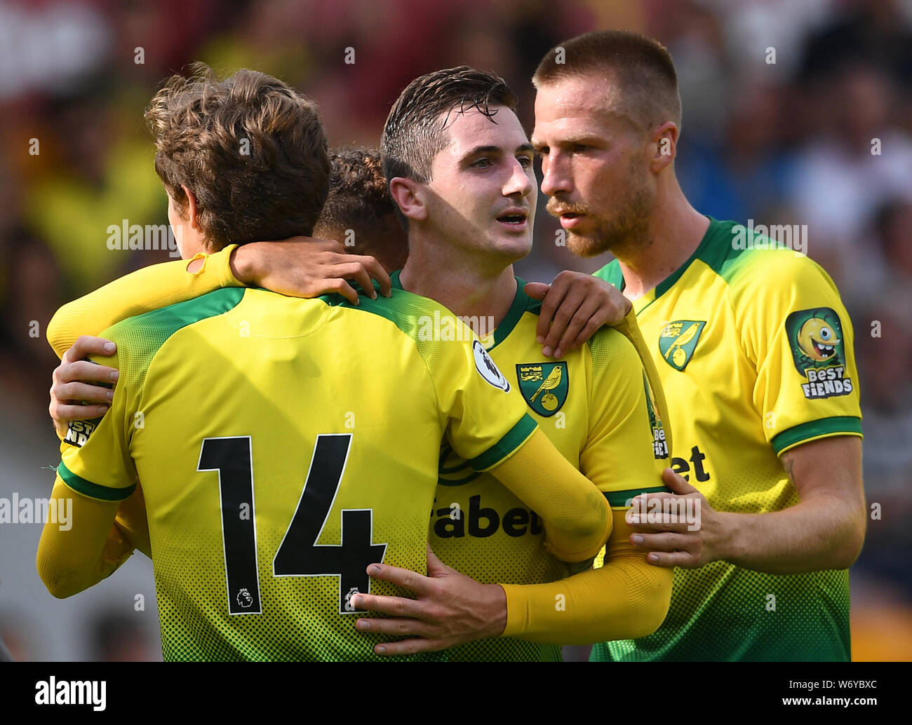 Norwich City Kenny McLean feiert seine Seiten erstes Ziel zählen während der Vor Saisonbeginn Gleiches an Carrow Road, Norwich. Stockfoto