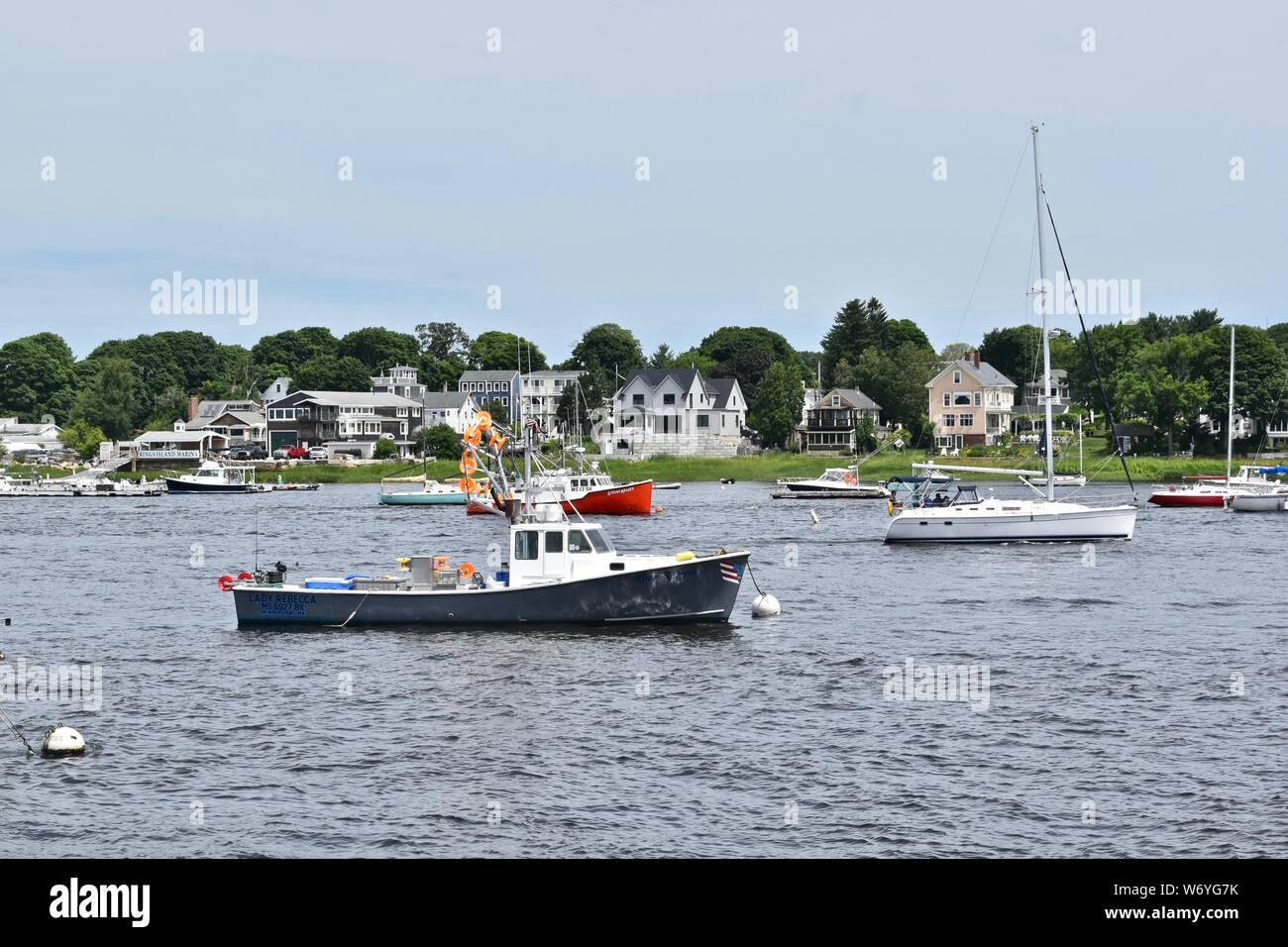 Sehenswürdigkeiten rund um Newburyport, Massachusetts entlang dem Merrimack River an der Boston North Shore Stockfoto