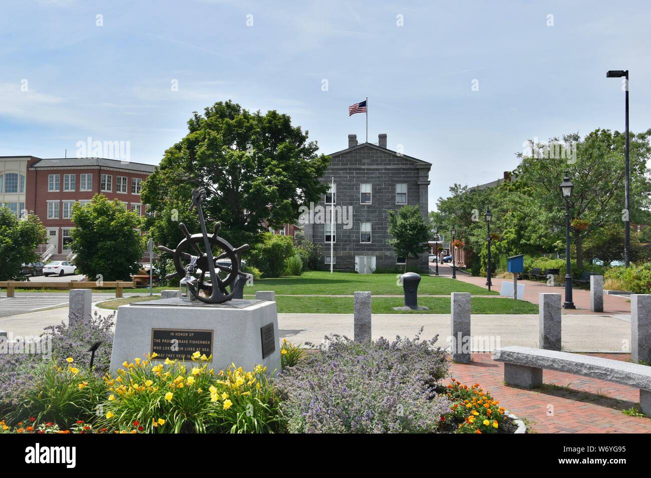 Sehenswürdigkeiten rund um Newburyport, Massachusetts entlang dem Merrimack River an der Boston North Shore Stockfoto