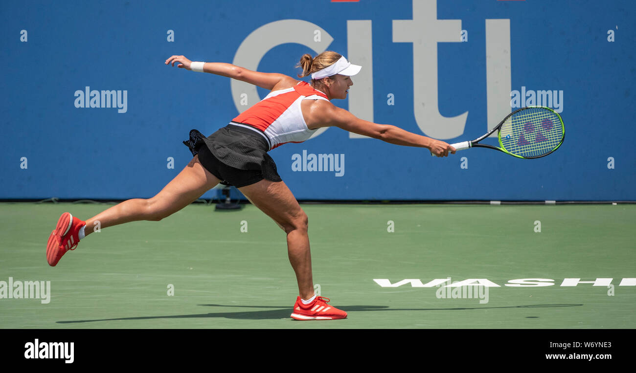 August 3, 2019: Anna Kalinskaya (RUS) verliert an Jessica Pegula (USA) 6-3, 3-6, 6-1, am CitiOpen gespielt bei Rock Creek Park Tennis Center in Washington, DC. © Leslie Billman/Tennisclix/CSM Credit: Cal Sport Media/Alamy leben Nachrichten Stockfoto