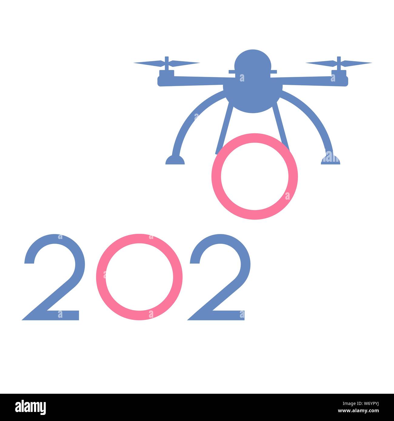 Frohes Neues Jahr Vector Illustration mit Drone übertragungen Zahlen 2020. Design für Poster, party Karte drucken. Stock Vektor
