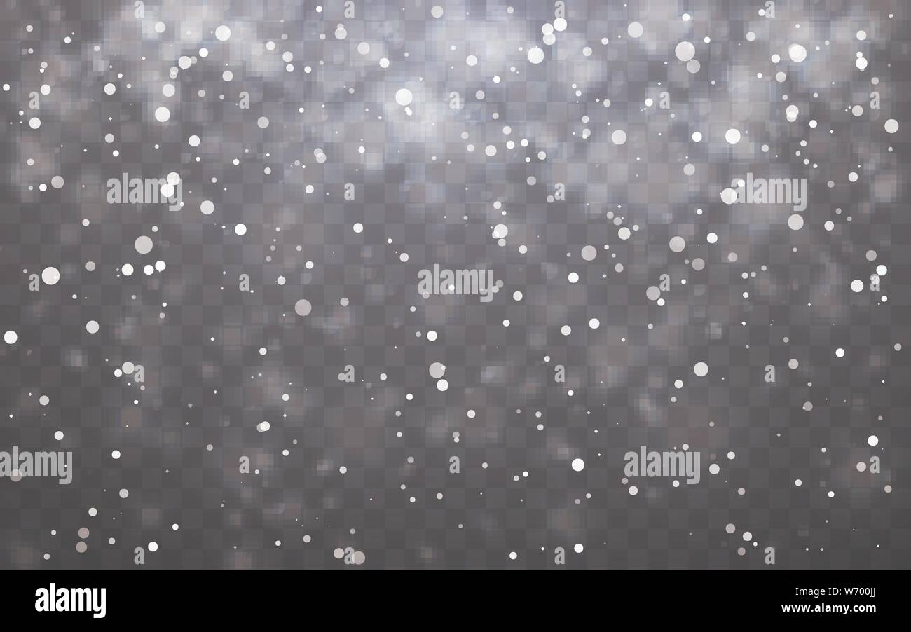 Weihnachten Schnee. Fallende Schneeflocken auf dunklem Hintergrund. Schneefall. Vector Illustration. Stock Vektor