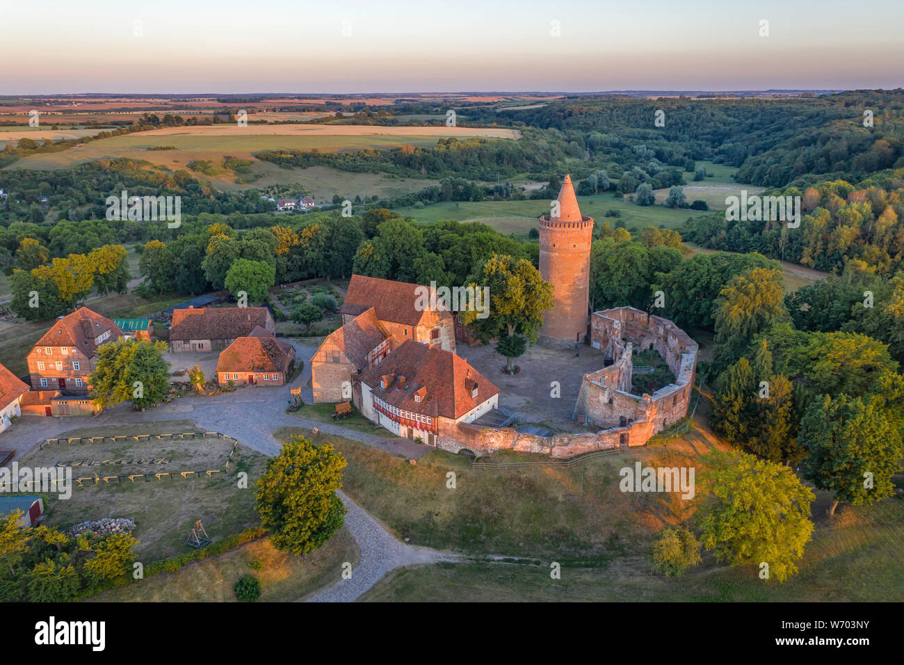 Luftaufnahme der Burg Stargard in Mecklenburg Stockfoto
