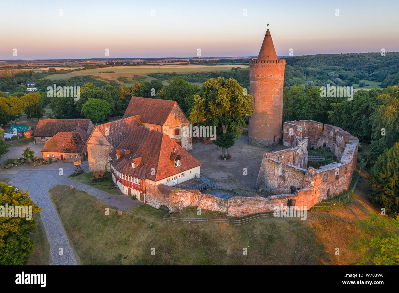 Luftaufnahme der Burg Stargard in Mecklenburg Stockfoto