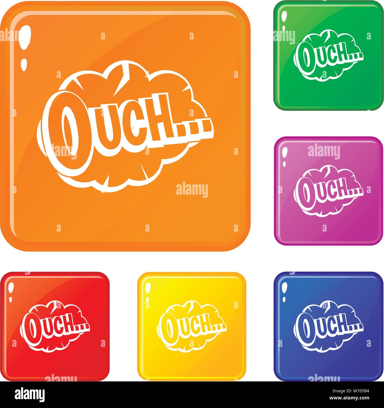 Autsch, Rede cloud Icons Set Vector Farbe Stock Vektor
