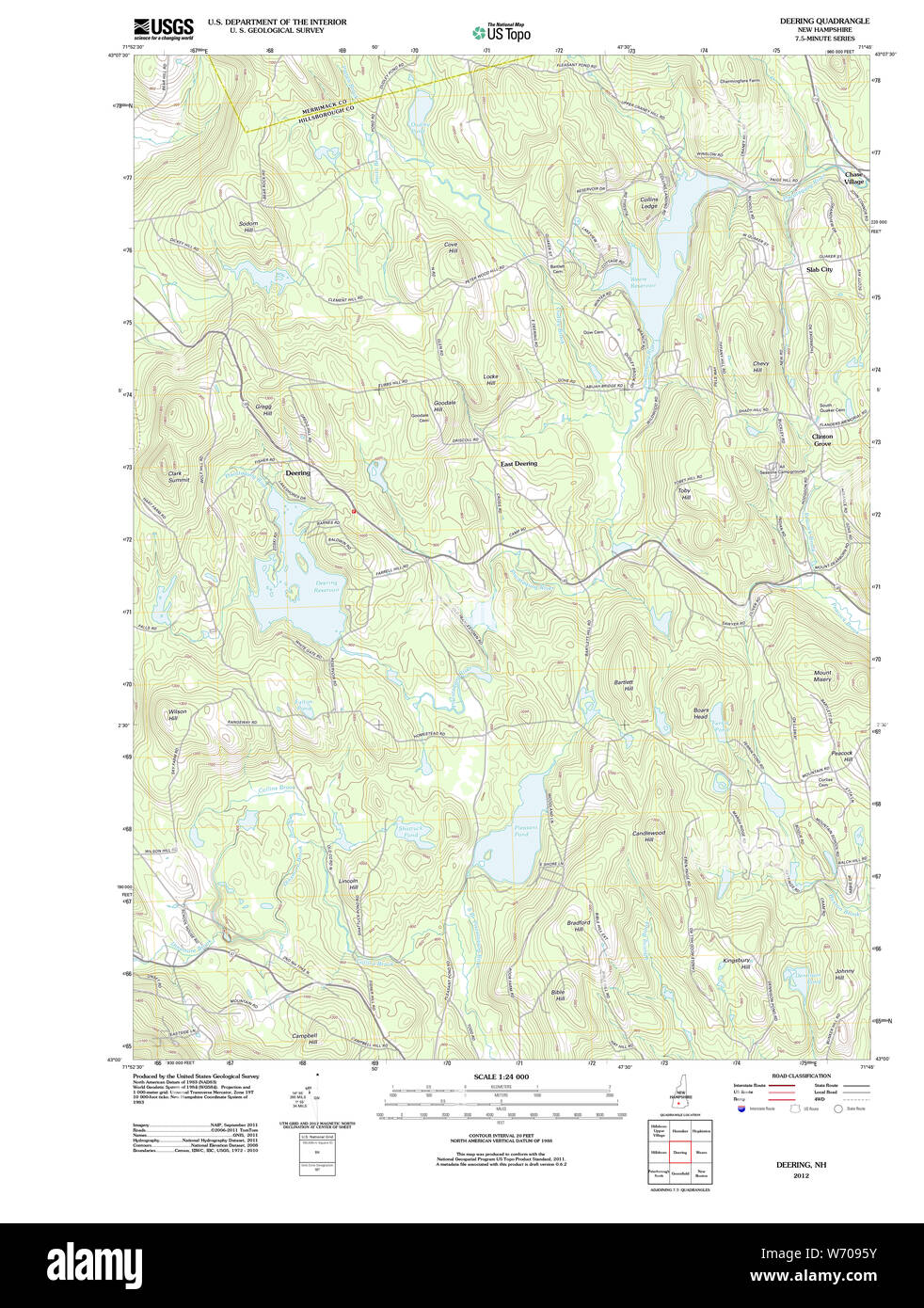 USGS TOPO Karte New-Hampshire NH Deering 20120508 TM Wiederherstellung Stockfoto