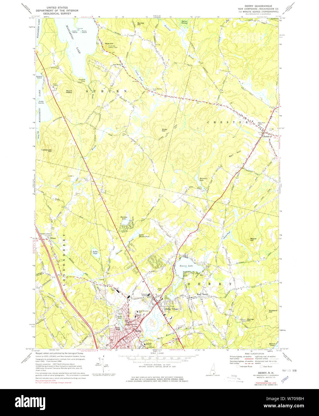 USGS TOPO Karte New-Hampshire NH Derry 329522 1968 24000 Wiederherstellung Stockfoto